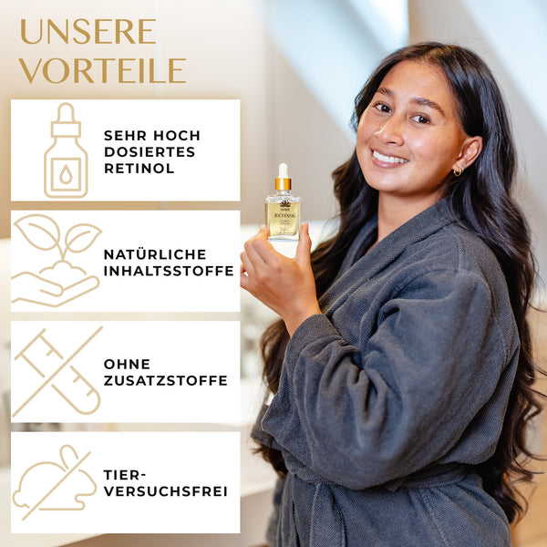 Retinol Serum 1% – Anti-Aging Serum mit Aloe Vera, Jojobaöl & Vitamin E, HIME®