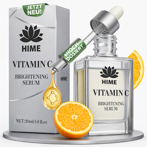 Vitamin C Serum hochdosiert - Anti-Aging-Formel mit Ferulasäure, Aloe Vera & Hyaluronsäure | Faltenreduktion, Feuchtigkeits-Booster für empfindliche Haut– ohne Zusatzstoffe, Bio, 15% Vitamin C, | Hime®