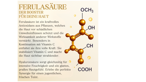 Vitamin C Serum hochdosiert - Anti-Aging-Formel mit Ferulasäure, Aloe Vera & Hyaluronsäure | Faltenreduktion, Feuchtigkeits-Booster für empfindliche Haut– ohne Zusatzstoffe, Bio, 15% Vitamin C, | Hime®